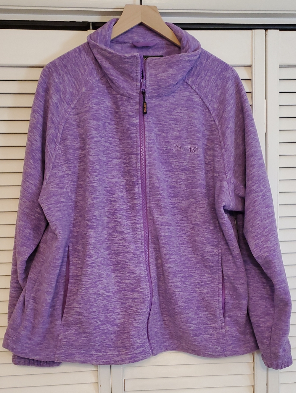 Trail Crest Men's Violet Purple Heathered Zip-up Fleece Mock Neck Jacket, 3XL